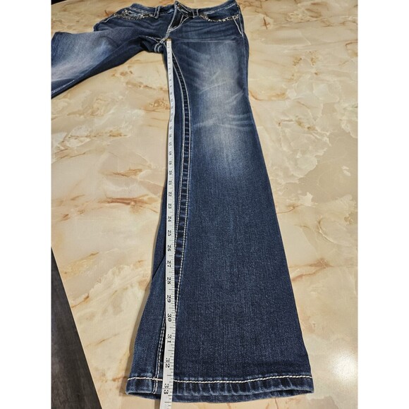 Miss Me Signature Rise Bootcut Dark Wash Women's Size 28 Embellished Embroidered - Picture 11 of 11